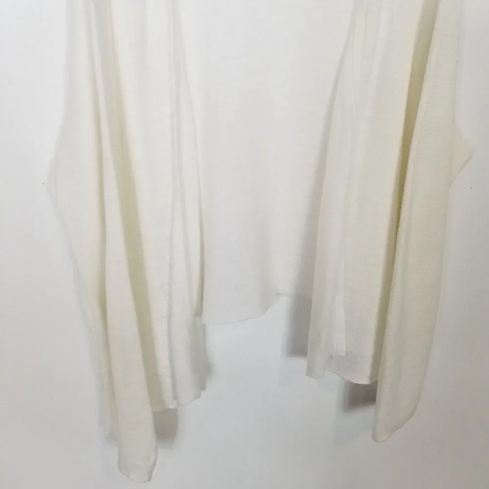 J.Jill Women Plus‎ Linen Blend Cardigan Sweater Sz 3X White Open Front Beach